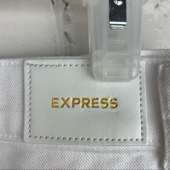 New EXPRESS 90's Boot High Rise Ripped White Jeans Size 10 R - Picture 8 of 8